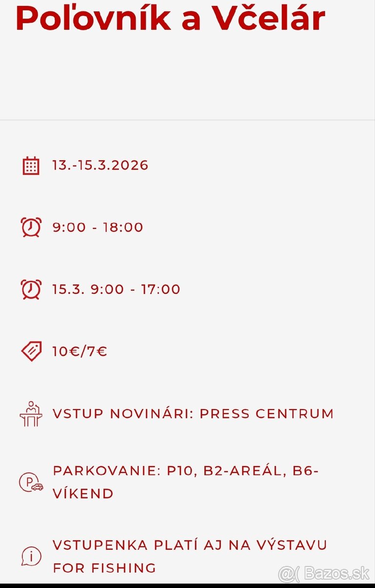 Výstava Poľovník a Včelár 2026 - 2