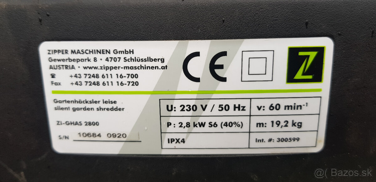 Elektrický drvič ZIPPER ZI-GHAS2800 - 2