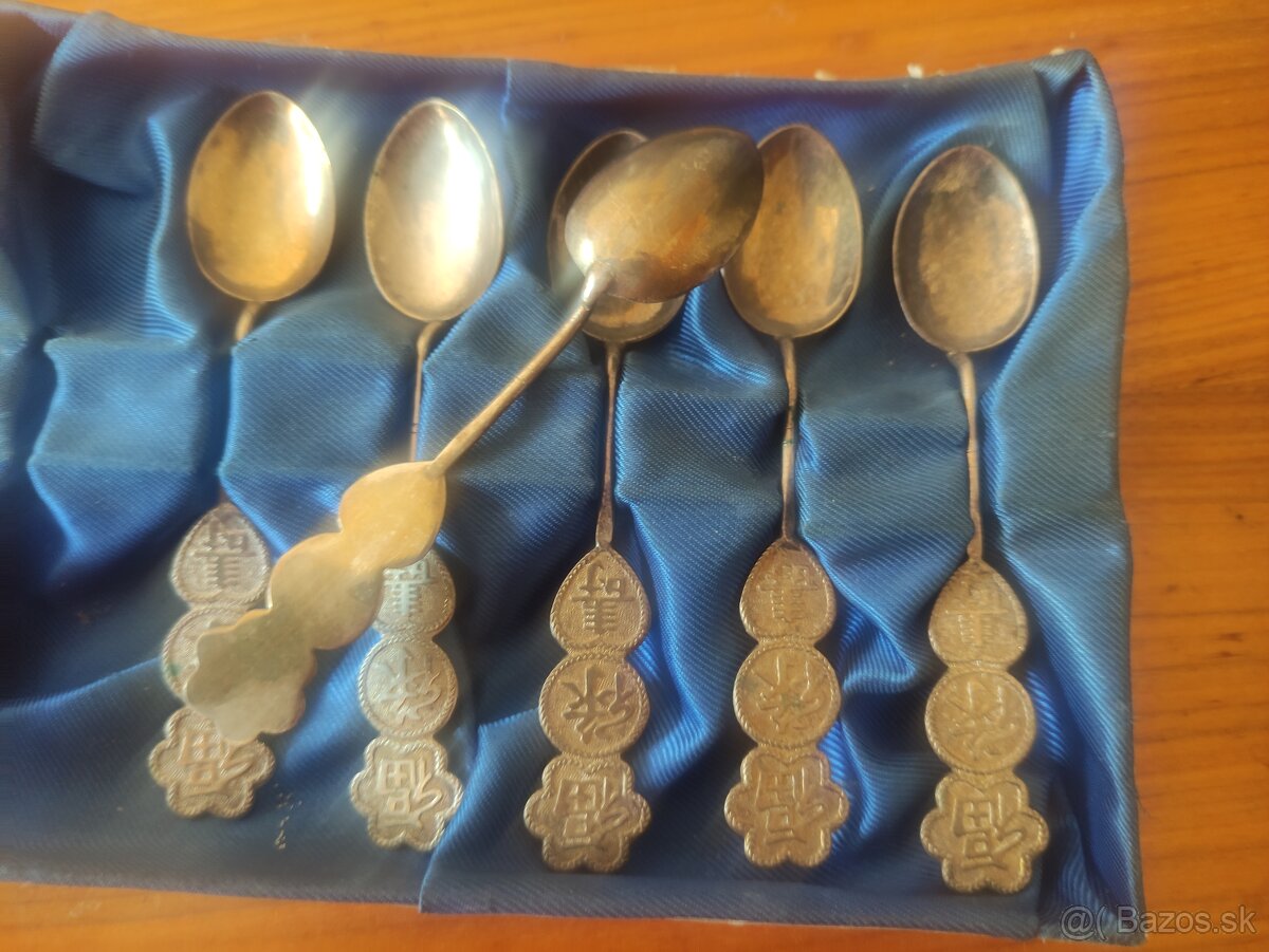 predam cinske postriebrene cajove lyzicky 6ks - 2