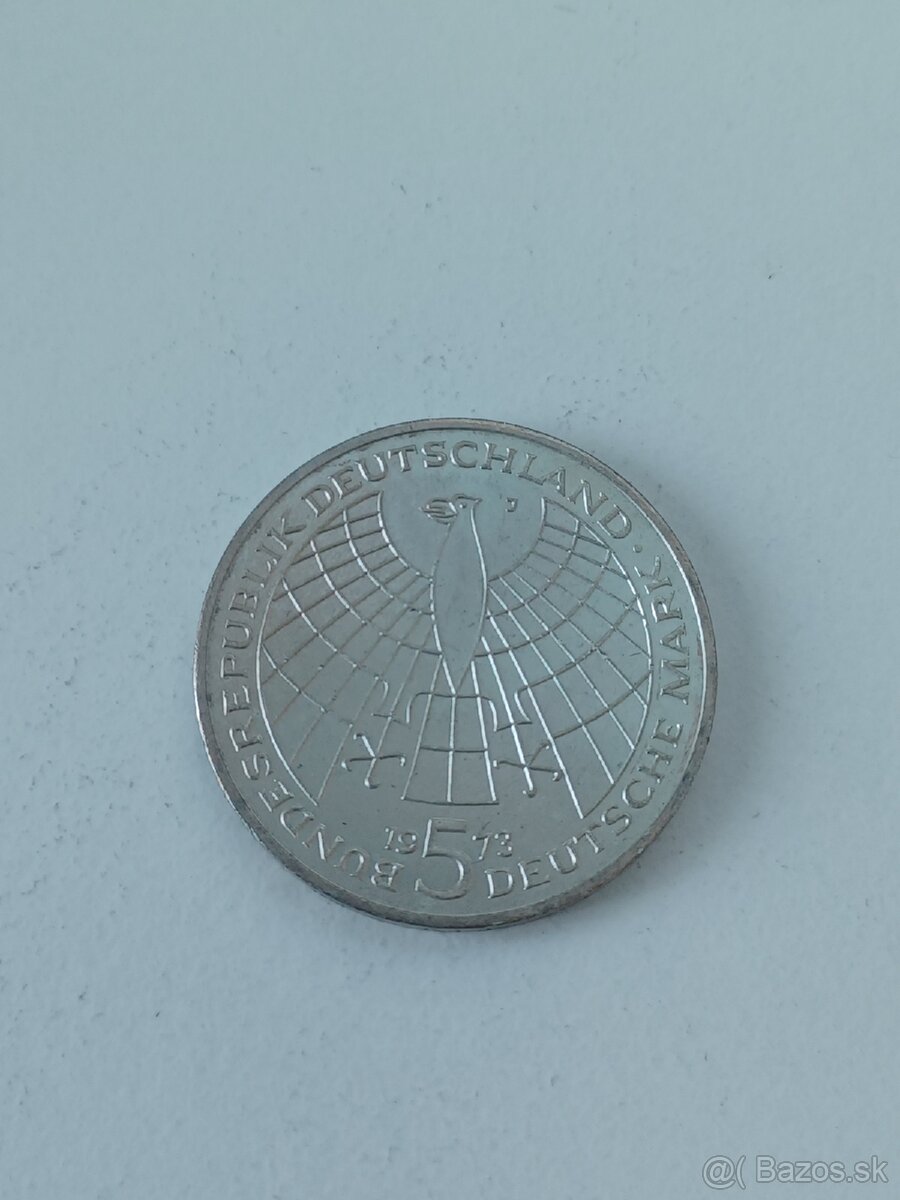 7 ks 5 DM 1973 J strieborná minca - 2