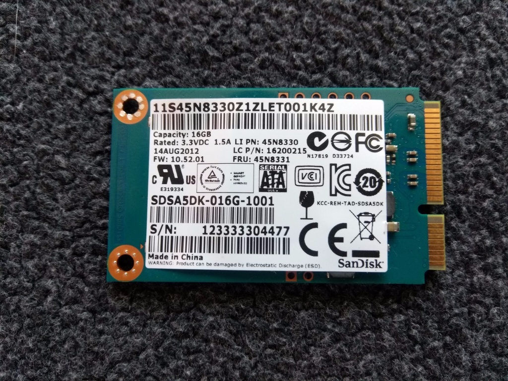 predám ssd disk , mSATA ssd kartu SanDisk 16GB - 2