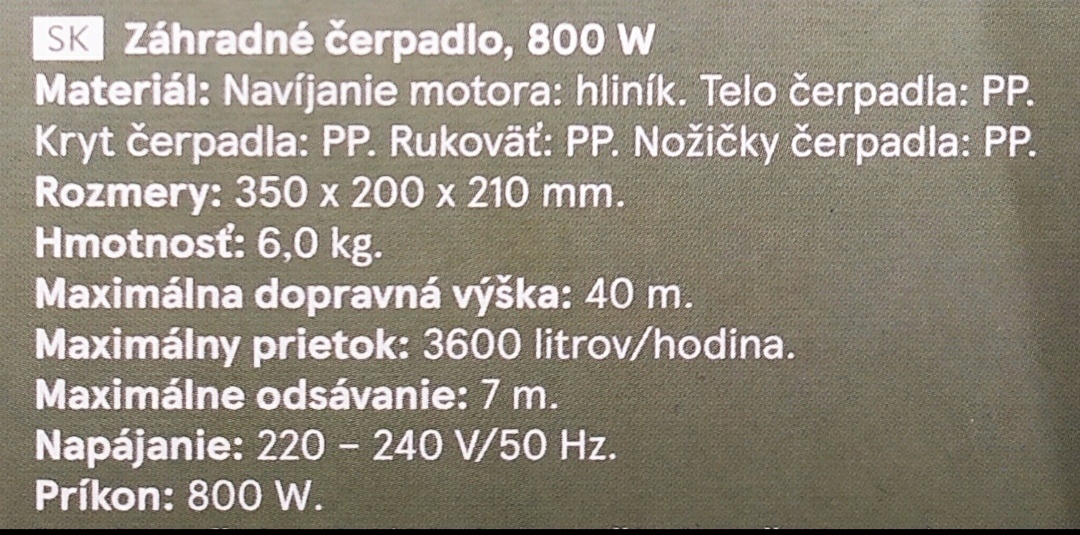 Nové 800W čerpadlo - 2