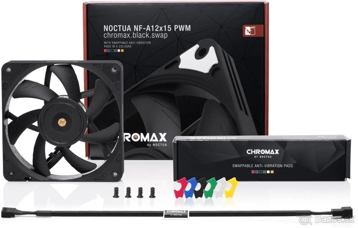 Predám 3x ventilátor Noctua NF-A12x15 PWM chromax.black.swap - 2