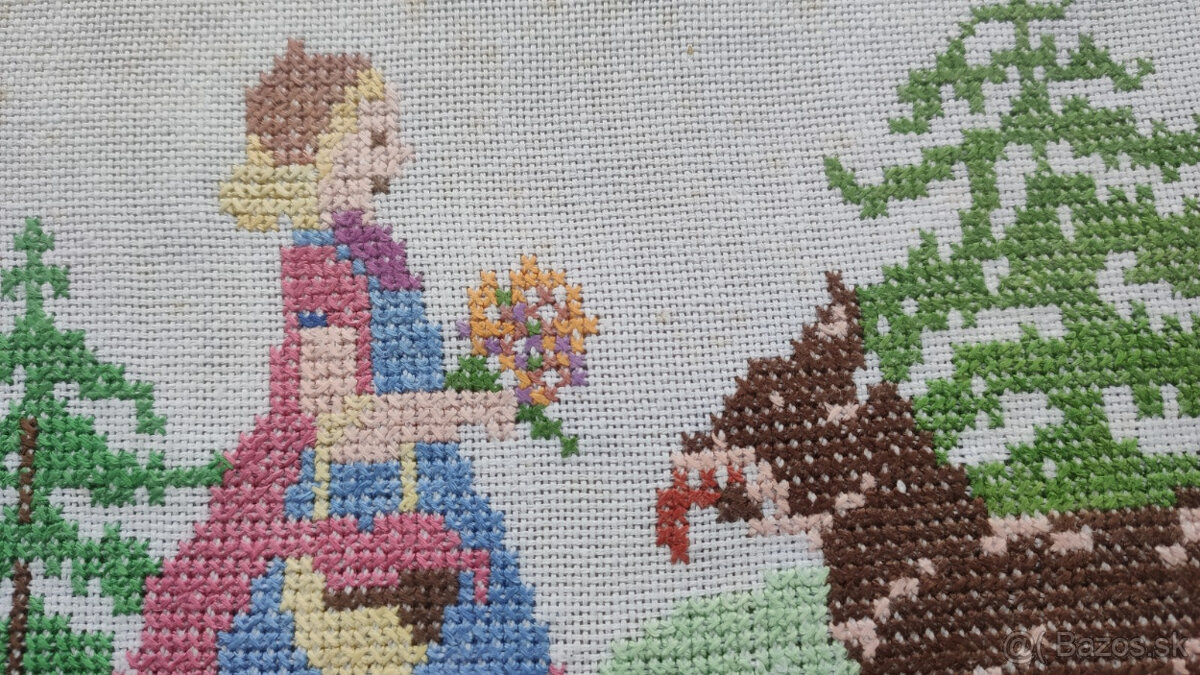 Retro vysivany obraz rozpravka - 2