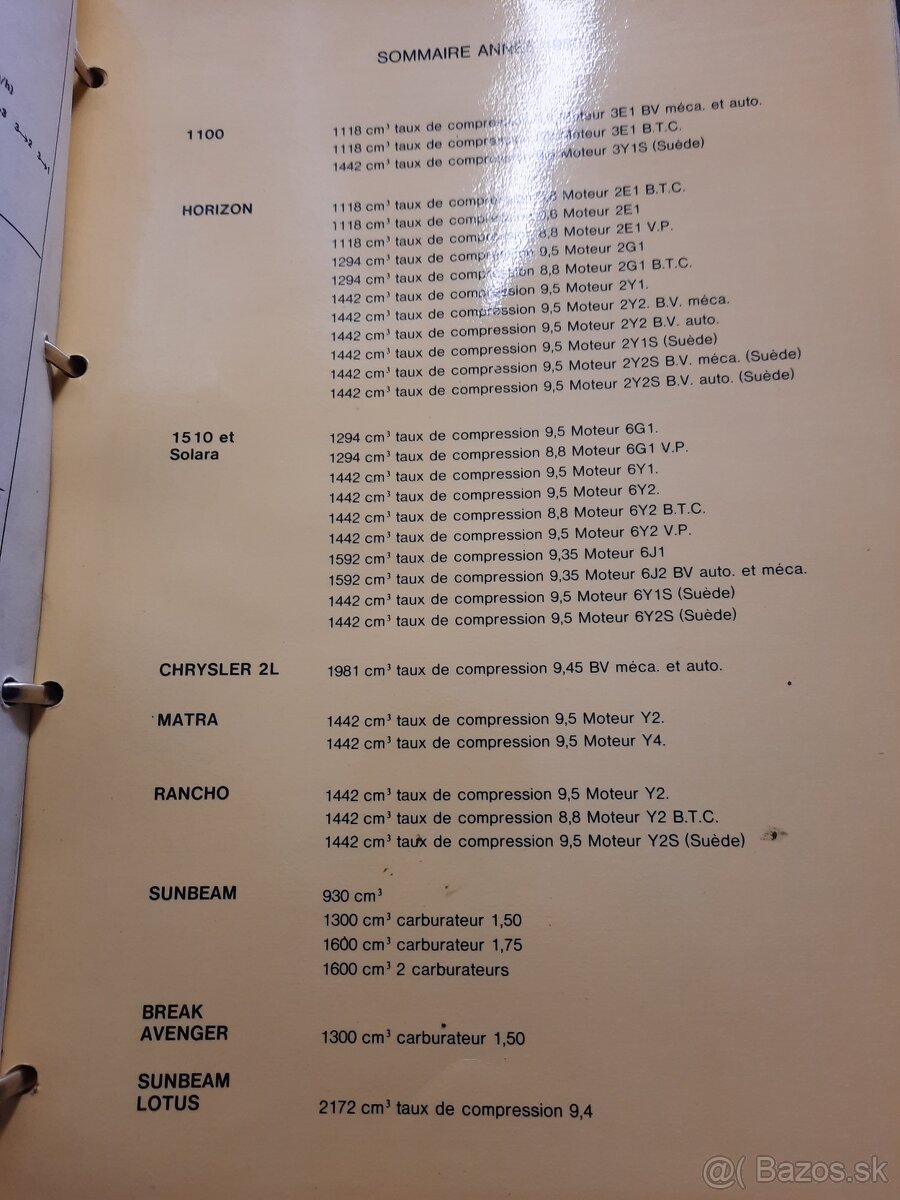 Navod Manuál Simca,Talbot Fiat kompletný - 2