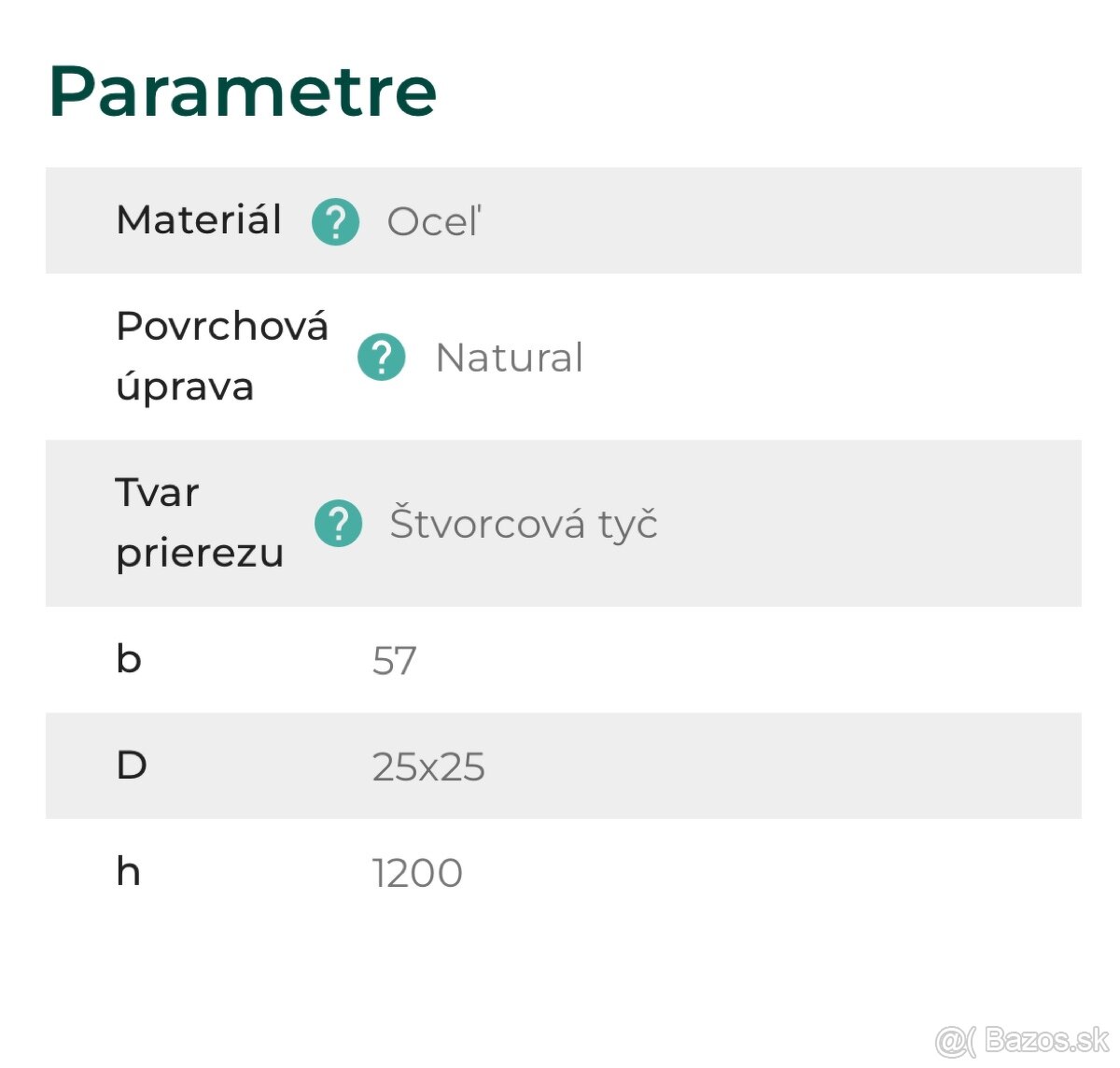 Predám Tyč kovaná-stĺpik h1200, b57mm - 2