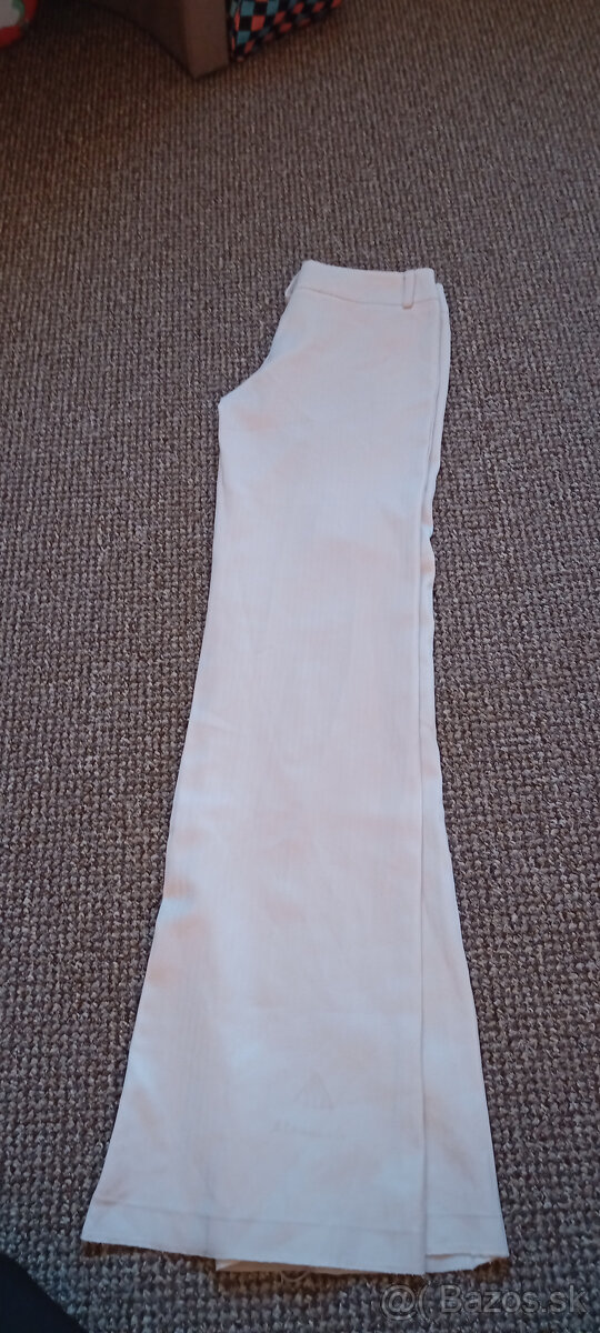 biele pásikavé elegantné nohavice - 2