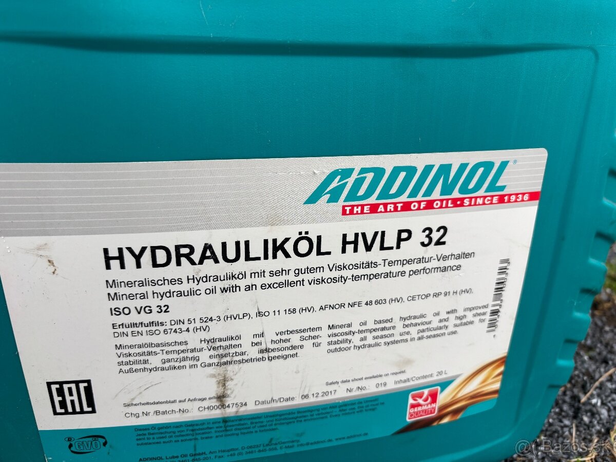 Hydraulický olej ADDINOL HVLP 32 – 20L - 2