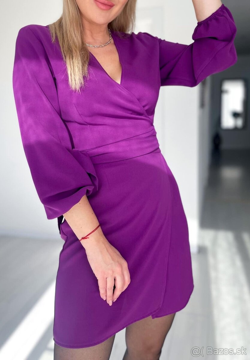 fialove zavinovacie minišaty, S, NOVÉ - 2