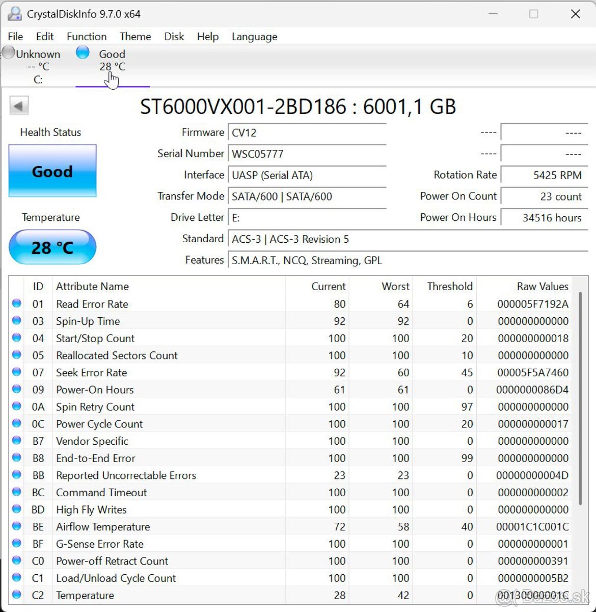 Seagate Skyhawk 6TB 3,5" 5400rpm - /5777/ - 2