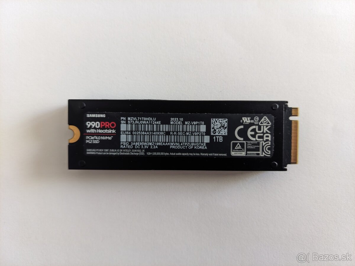 Samsung 990 PRO 1TB Heatsink, M.2 2280, NVMe - 2