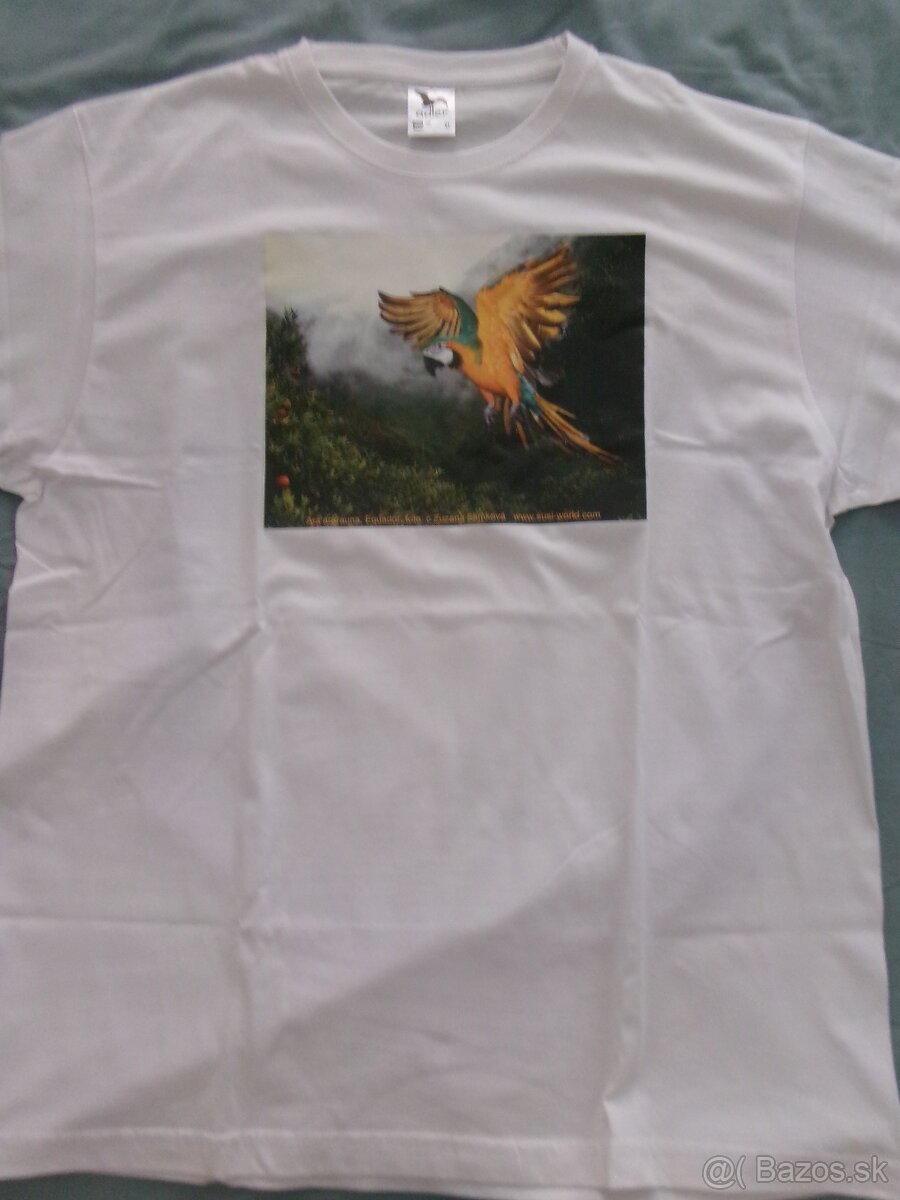 Nové tričko s papagákom ara ararauna. - 2