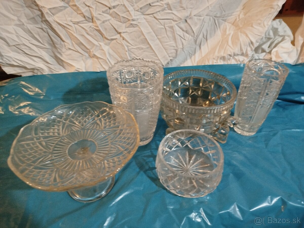 Brúsené vázy, misa. - 2