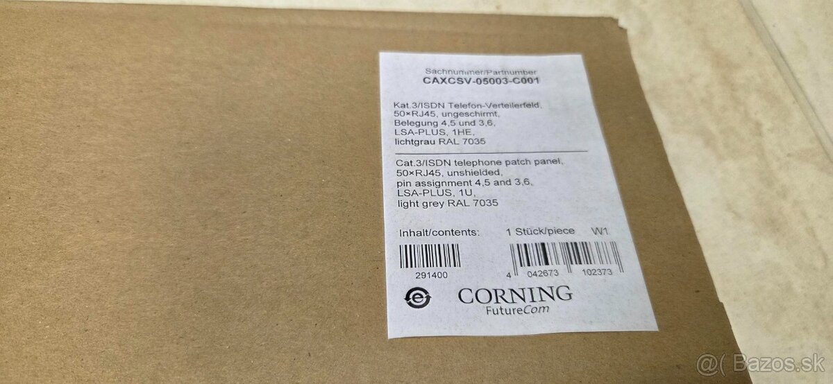 Patch panel 50xRJ45/u cat.3 - corning - 2