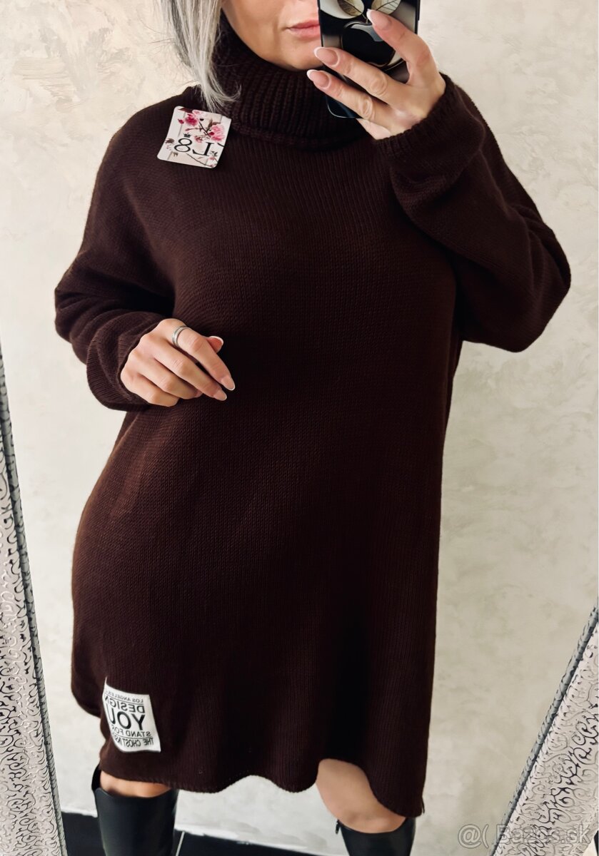 Damske oversize pleteninove šaty choco - 2