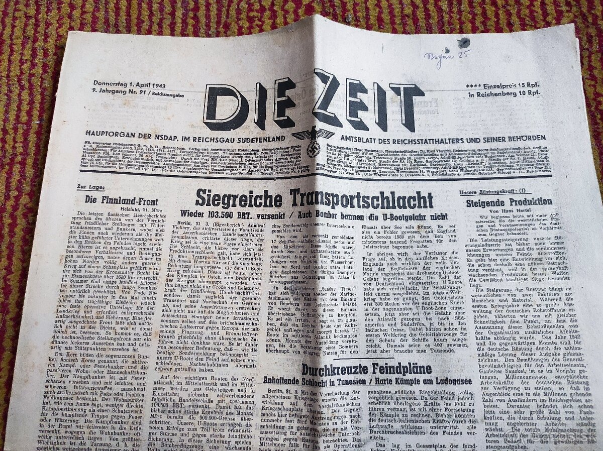 Nemecké noviny z roku 1943 - 2