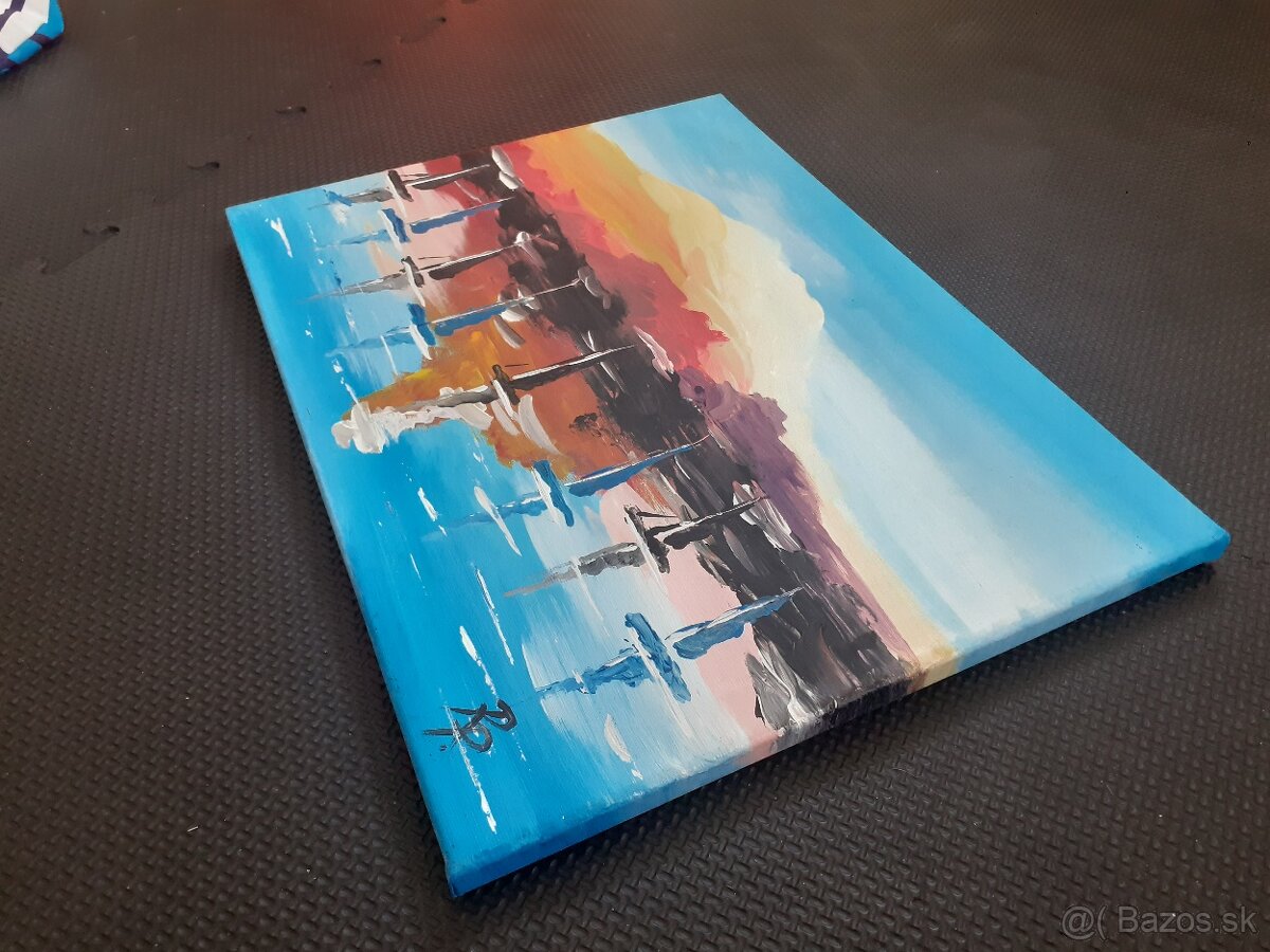 Obraz Plachetnice - akryl na plátne, originál - 2
