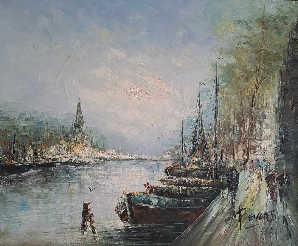 OBRAZ - Olejomaľba - John Bevort - Prístav - 2