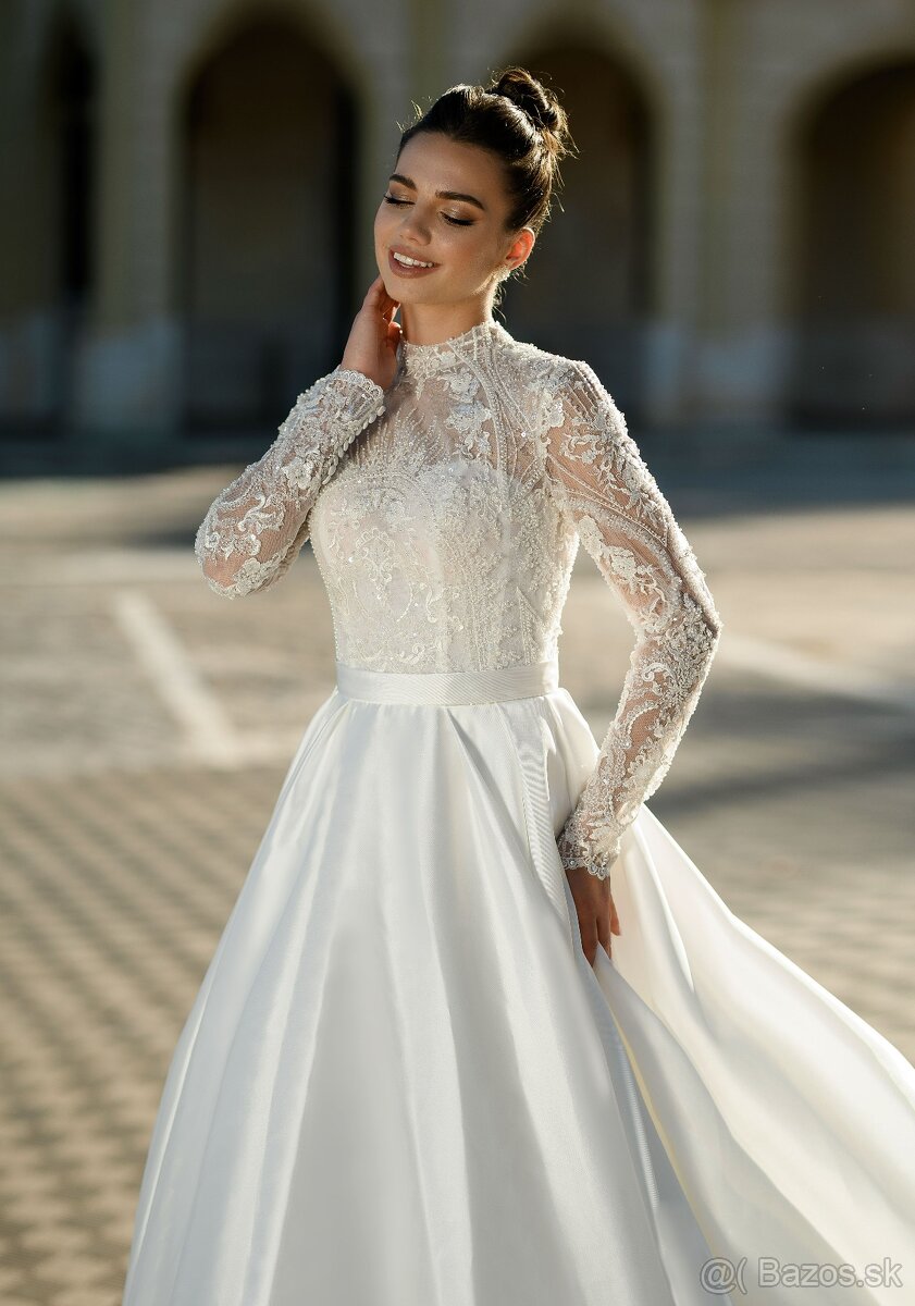 Snehobiele svadobné šaty - 2