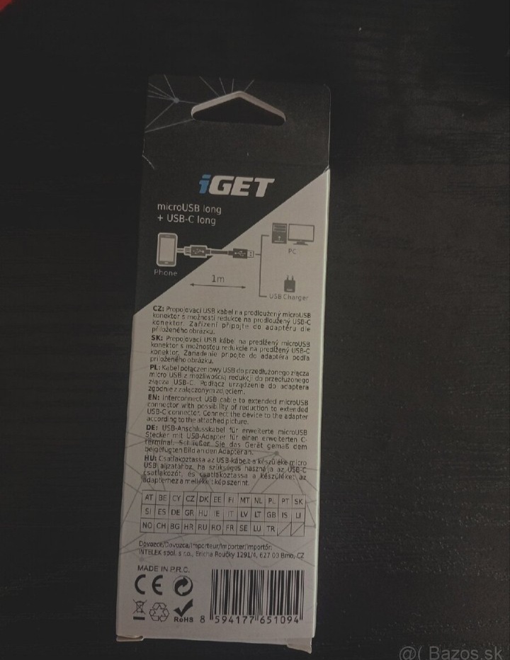 2v1 nabíjací kábel Micro USB + USB-C (IGET G2V1) 1m – nový - 2