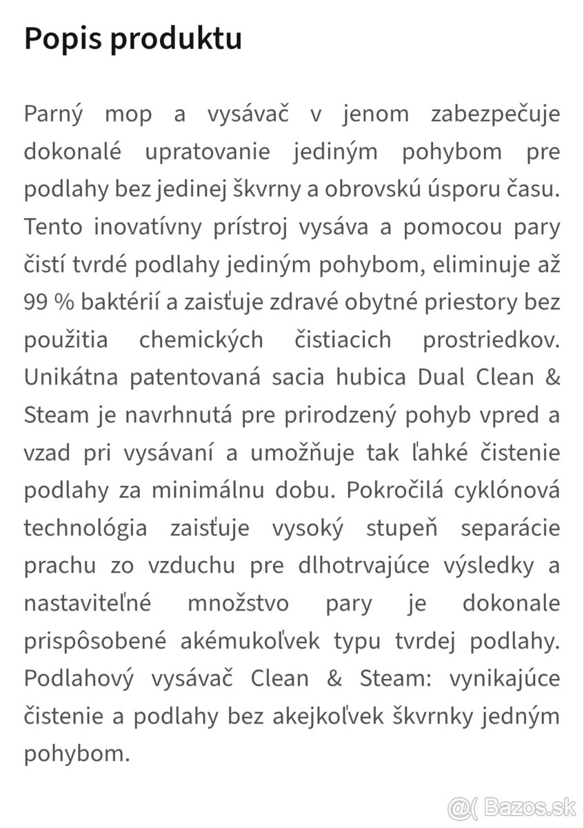 Parný mop a vysávač Rowenta 2v1 - 2