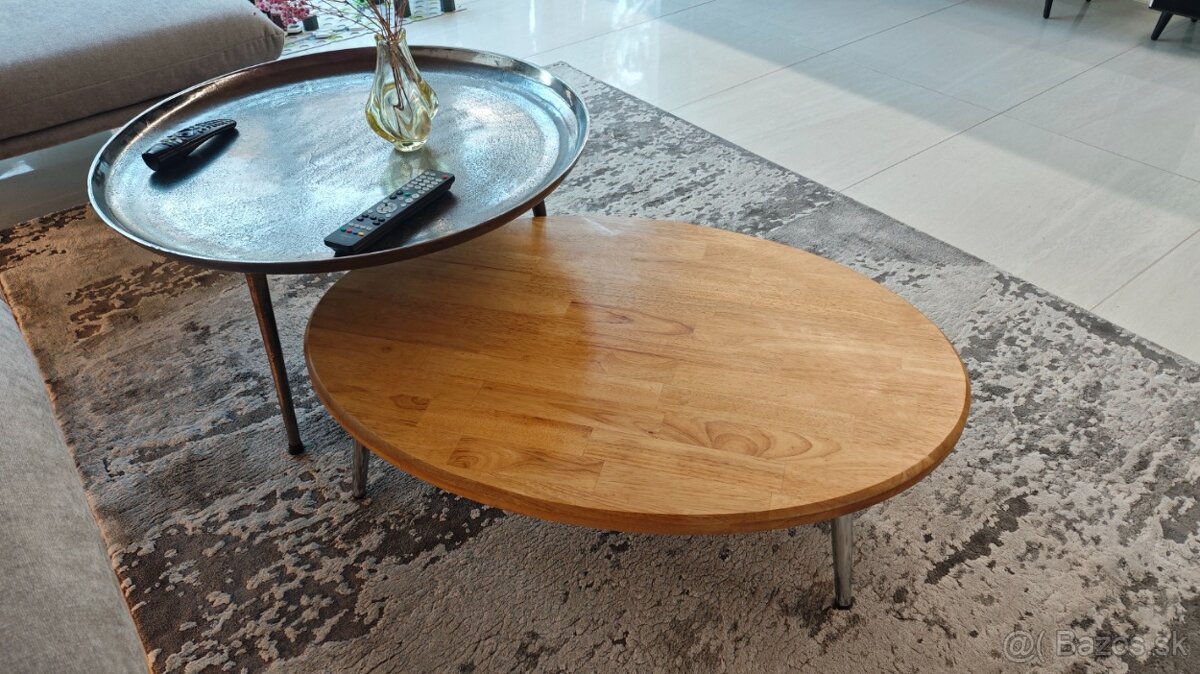 konferenčný stolík elipsa masív drevený škárovka - 2