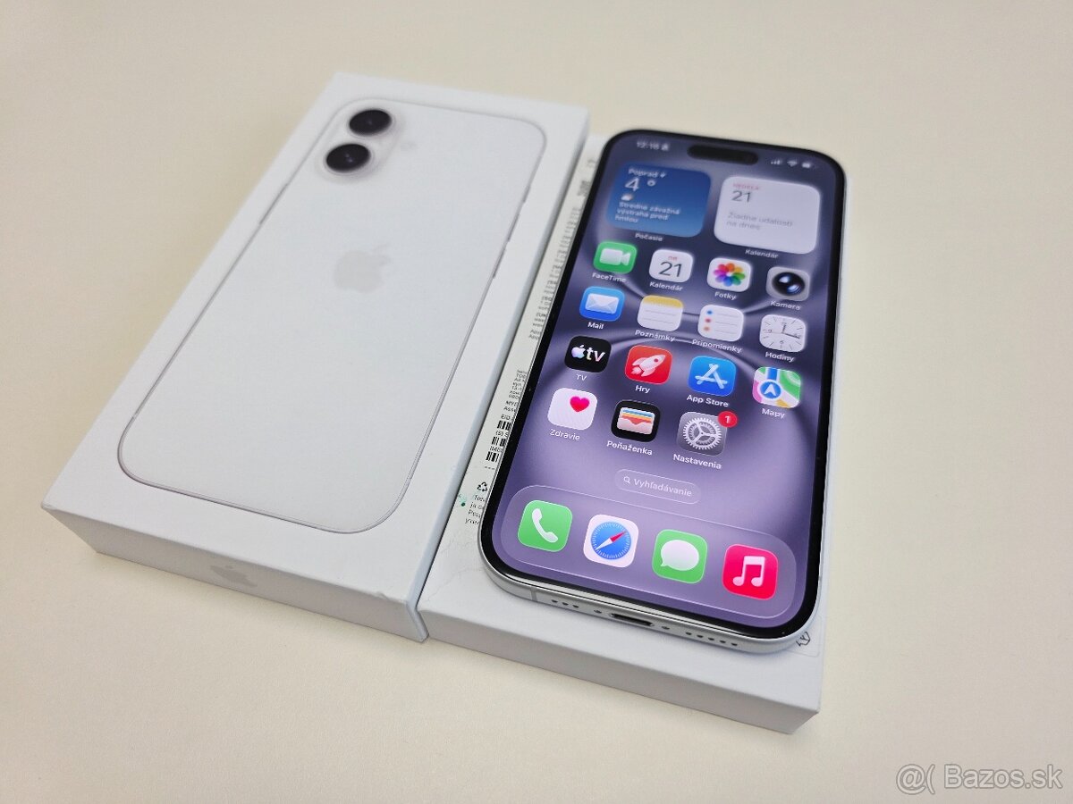 APPLE IPHONE 16 128GB WHITE TOP STAV BATERKA 100% - 2