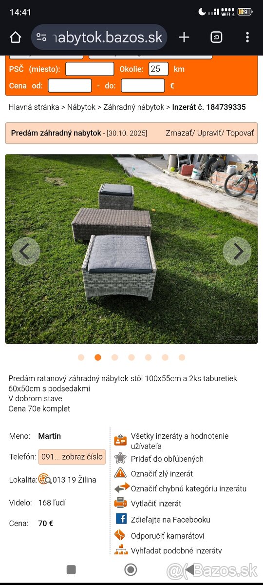 Predám záhradný nábytok ratanovy - 2