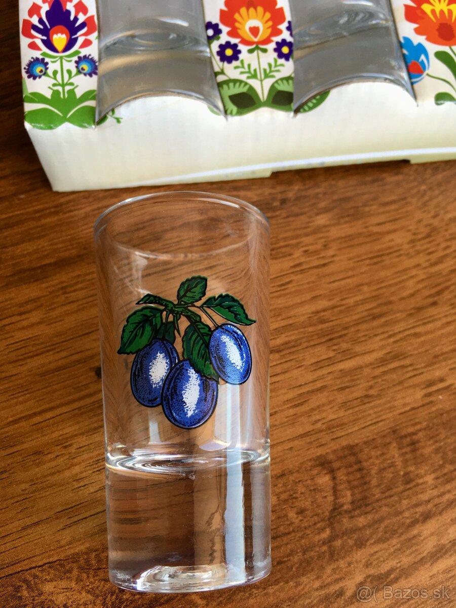 Štamperliky SLIVKA 23ks, úplne nové, pohár - sklo - 2