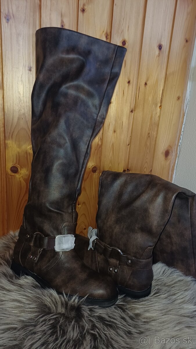 Nové Vysoké Čižmy Nad Kolená Hnedé veľ.37 - 2