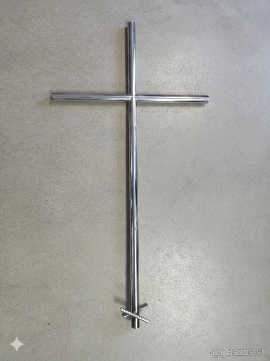 Náhrobný nerezový leštený kríž 120cm - 2