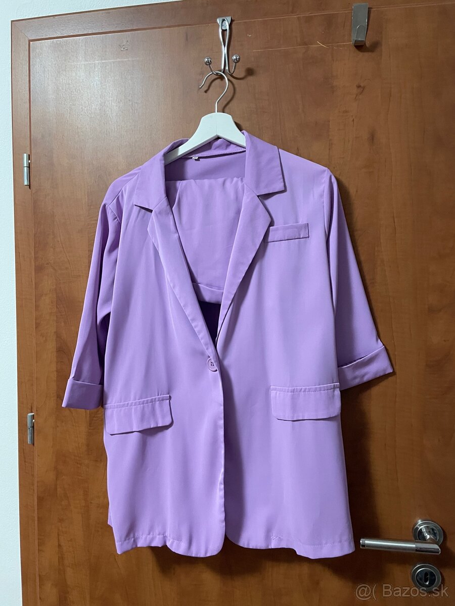 Fialový set sako + kraťasy - 2