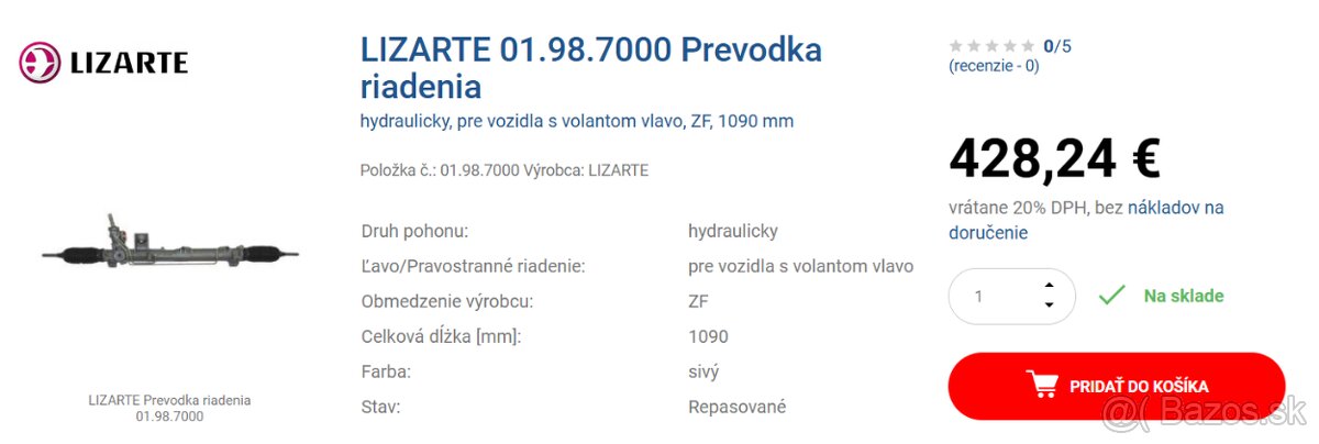 LIZARTE 01.98.7000 Prevodka riadenia - 2