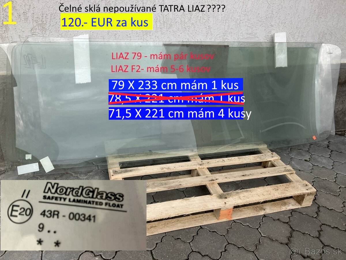 Čelné a bočné sklo na LIAZ a TATRA - 2