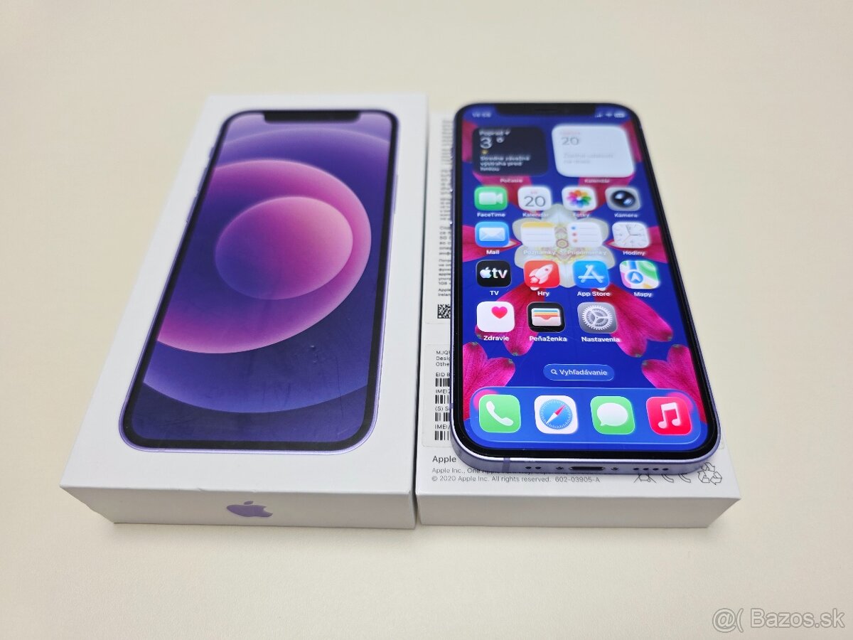 APPLE IPHONE 12 MINI PURPLE 64GB,ZDRAVIE BATERKY 100% - 2