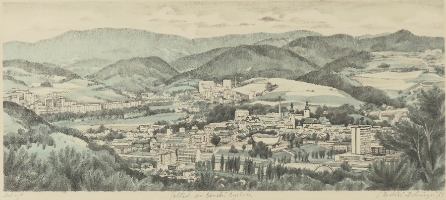 Ľubica Prudilová - Pohľad na Banskú Bystricu 1983 autorský l - 2