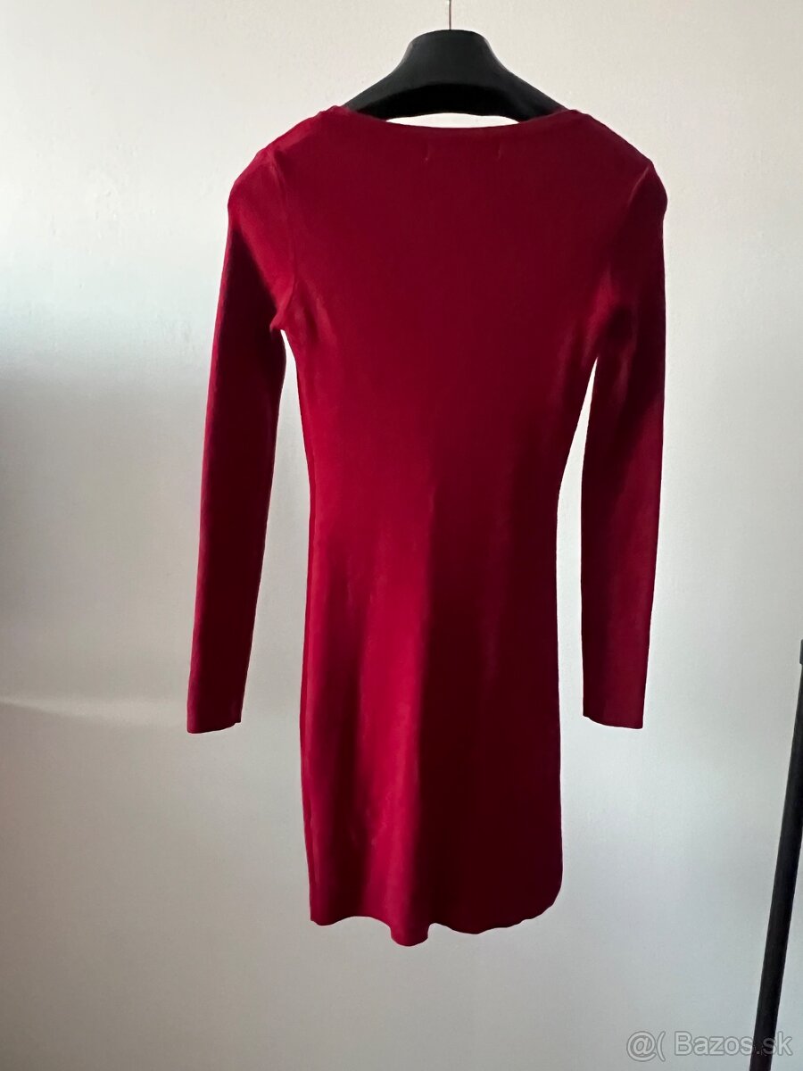 Pletené bordové minišaty - 2