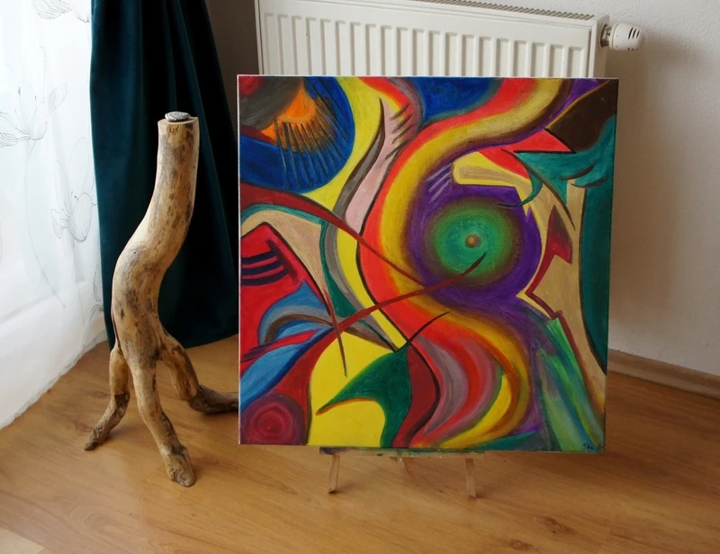 Ručne maľovaný abstraktný obraz (akryl, plátno) - 2