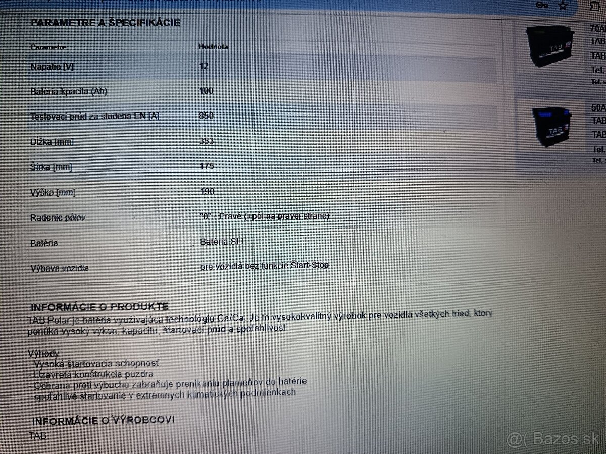 Autobatéria 100 Ah TAB - 2