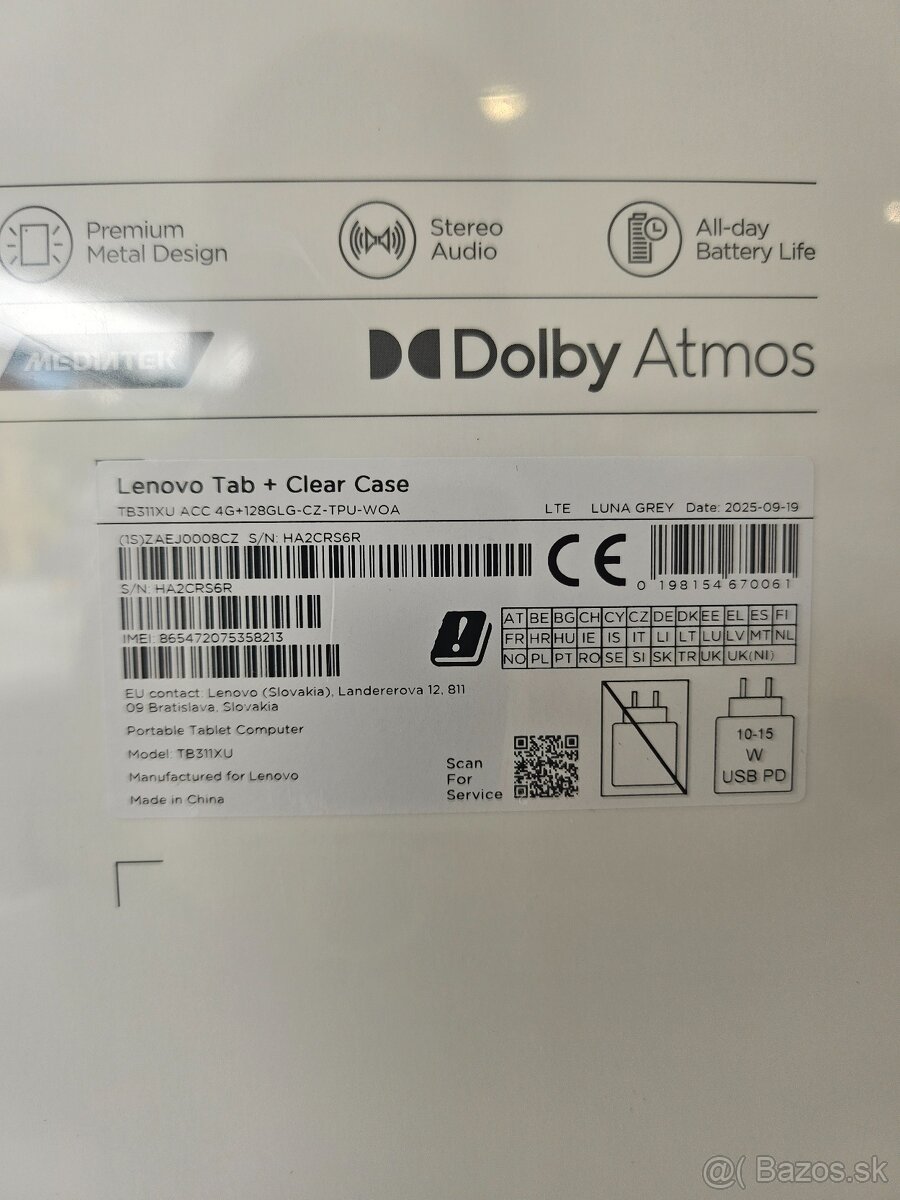 Lenovo Tab + Clear Case 4/128gb - 2