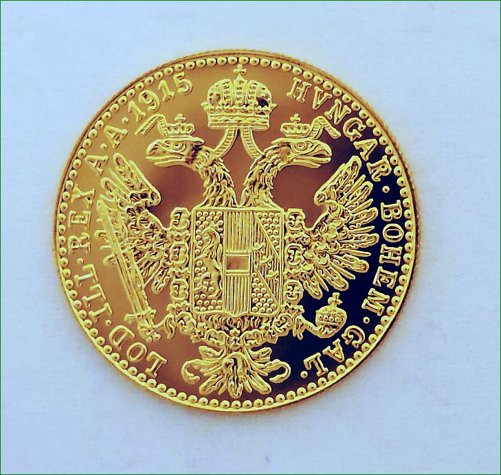 Zlatá minca, mince, dukát F. Jozef I. novorazba, r. 1915 - 2