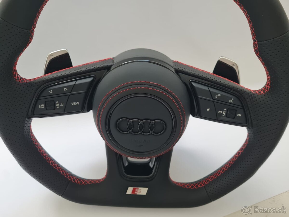 AUDI KOŽENÝ EXCLUSIVE ČERVENA NIT VOLANT + AIRBAG + F1 PADLA - 2