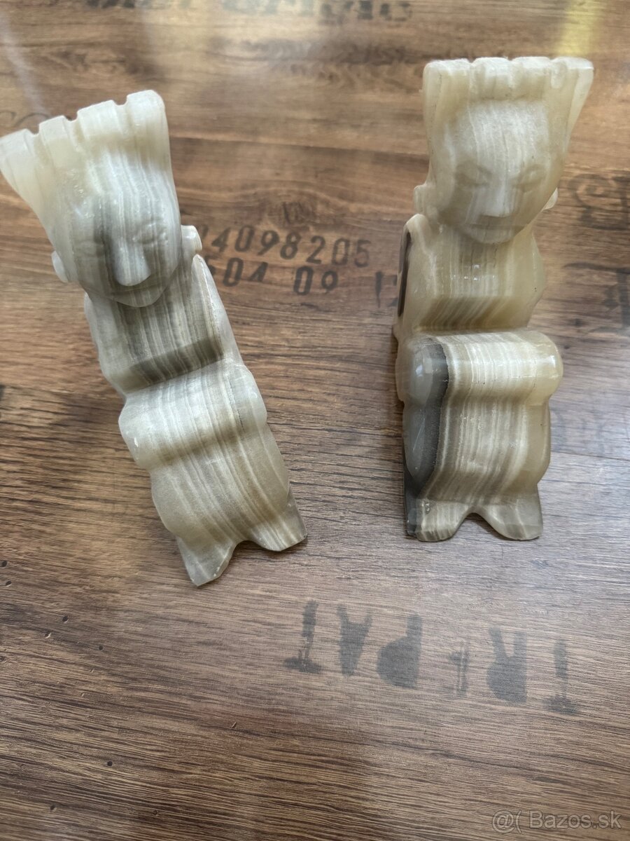 Vintage aztécke držiaky na knihy z Onyxu - 2