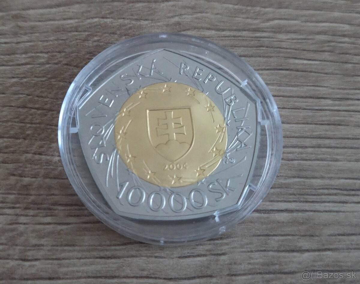 Bimetalova zberateľská minca 10000 sk Vstup SR do EU - 2