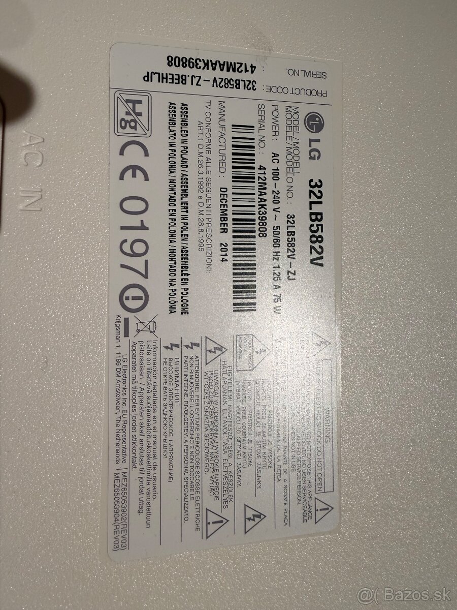 Nahradne diely pre TV LG 32LB582V - 2