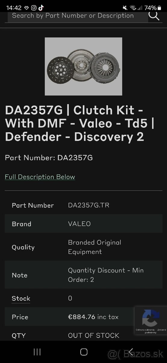 Defender TD5 spojkova sada + zotrvak - 2