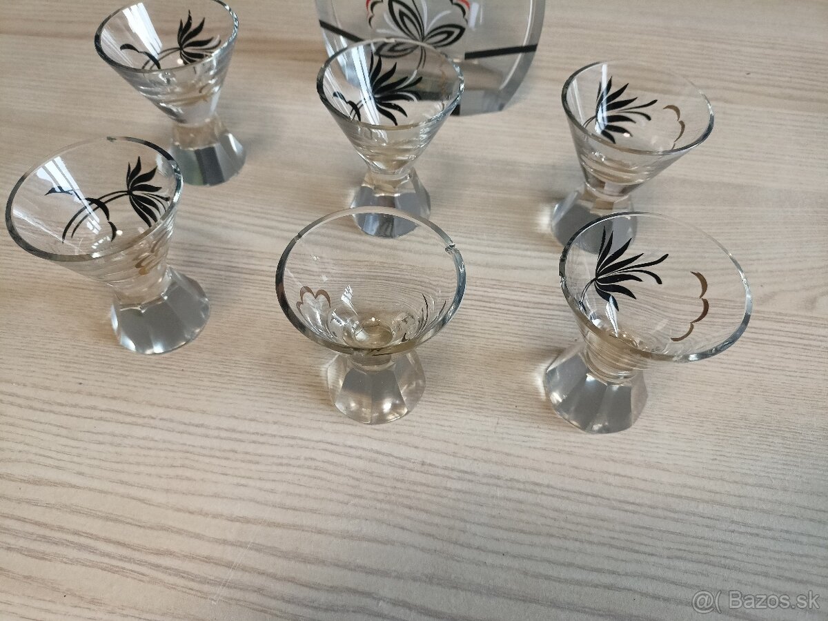 Karafa a 6 sklenic Art Deco, Karel Palda, cca 1930 - 2