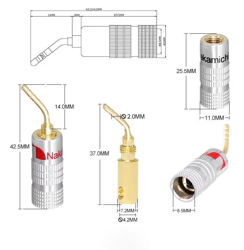 Nakamichi N0512DN 4 ks repro banániky 2mm - 2