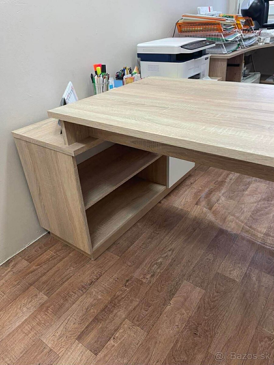 PC stôl, dub sonoma/biela, NOE NEW - 2