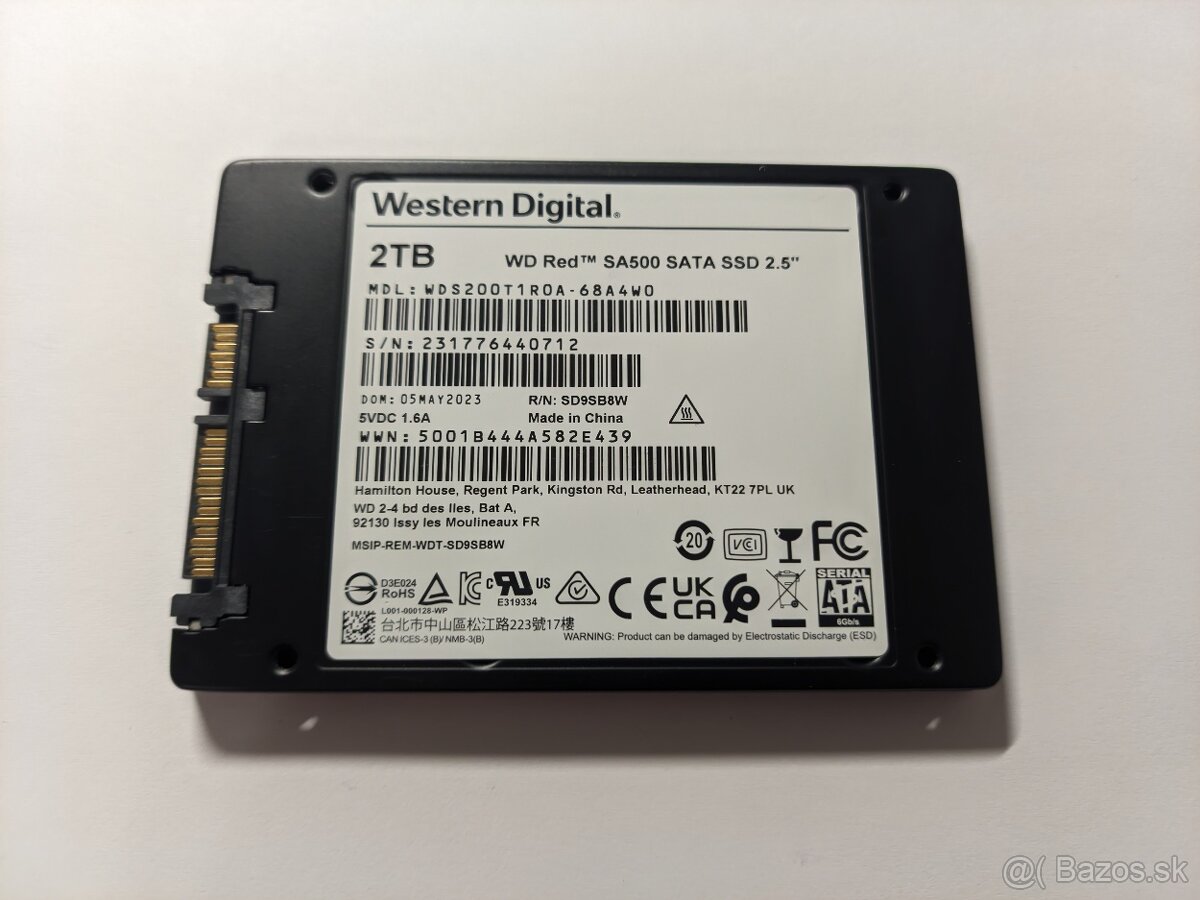 Western Digital Red SA500 2TB, 2,5", SATA III - 2